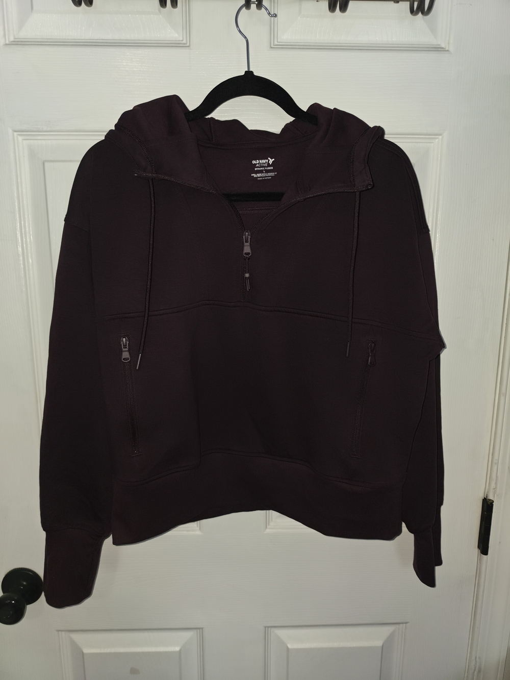 Old Navy Maroon Half-Zip Cropped Hoodie